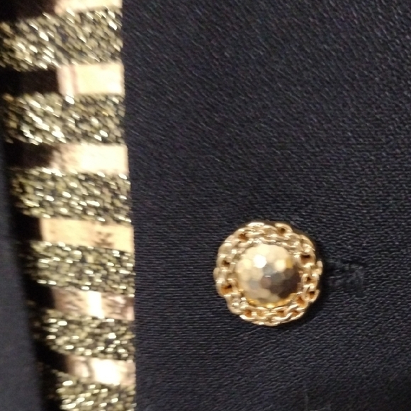 Gold and Black Blazer with Striped Collar - Picture 5 of 7